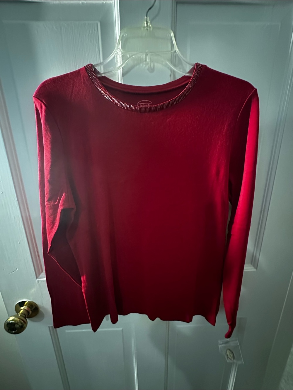 Talbots Women's Long-Sleeve Crewneck Top - Red